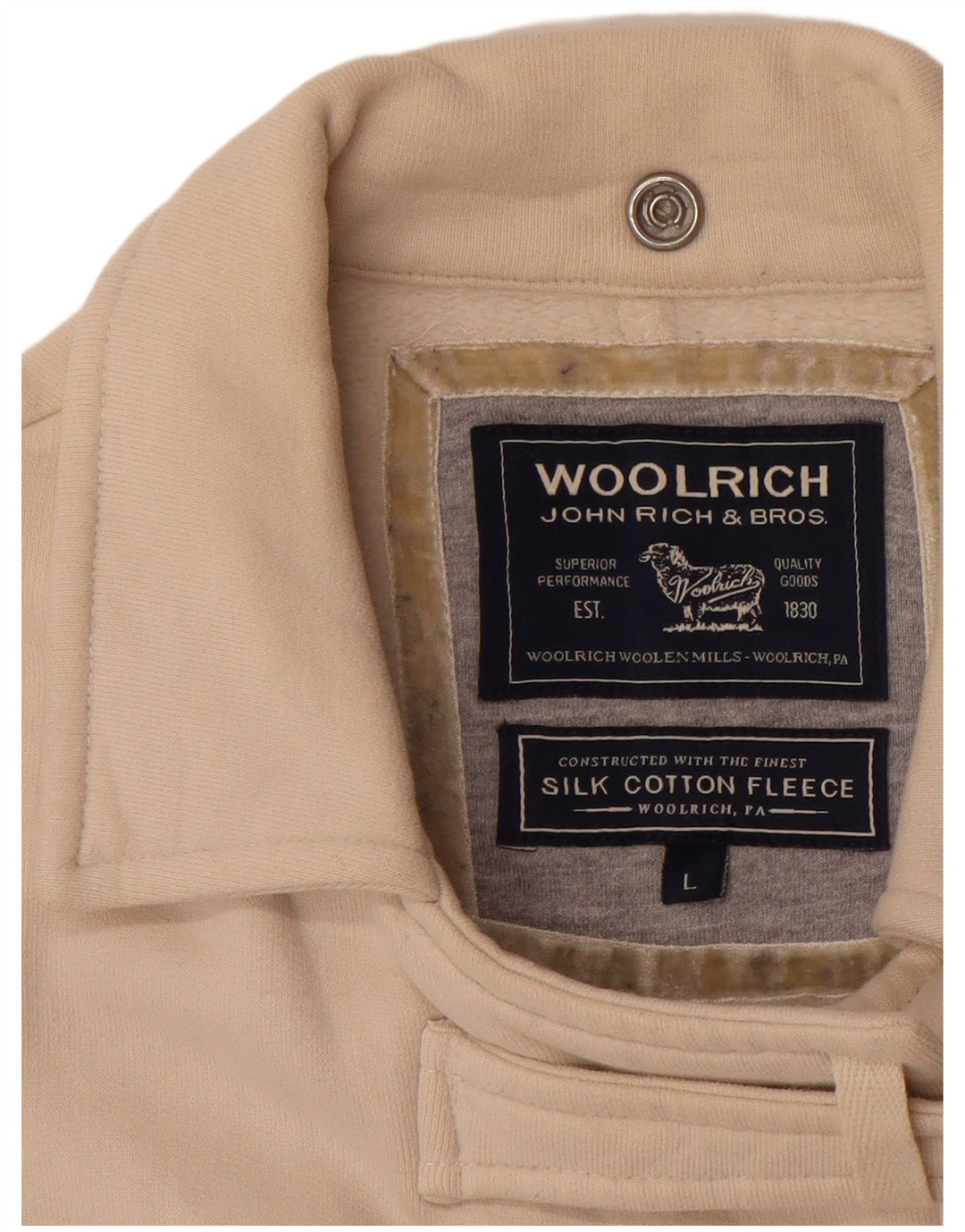 WOOLRICH Womens Double Breasted Jacket UK 14 Large Beige Cotton