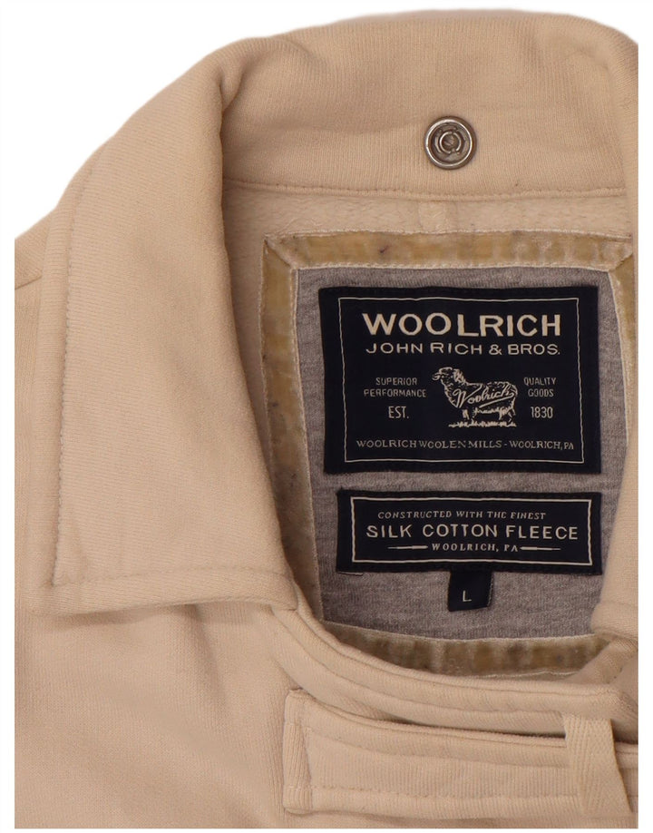 WOOLRICH Womens Double Breasted Jacket UK 14 Large Beige Cotton
