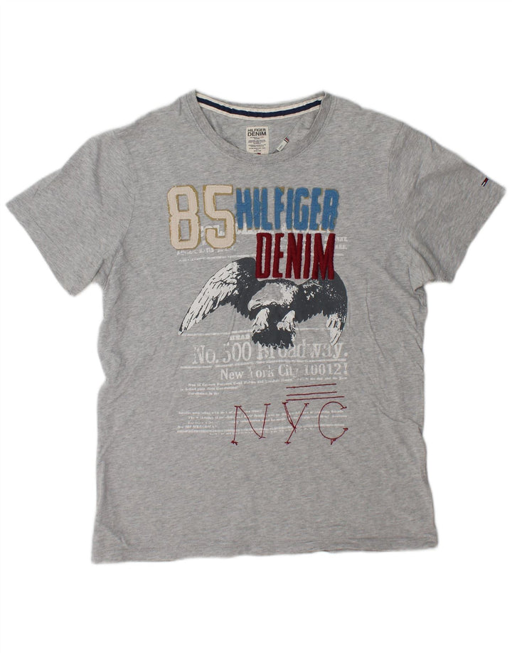 Tommy Hilfiger Herren-T-Shirt mit Grafik, Größe L, Grau
