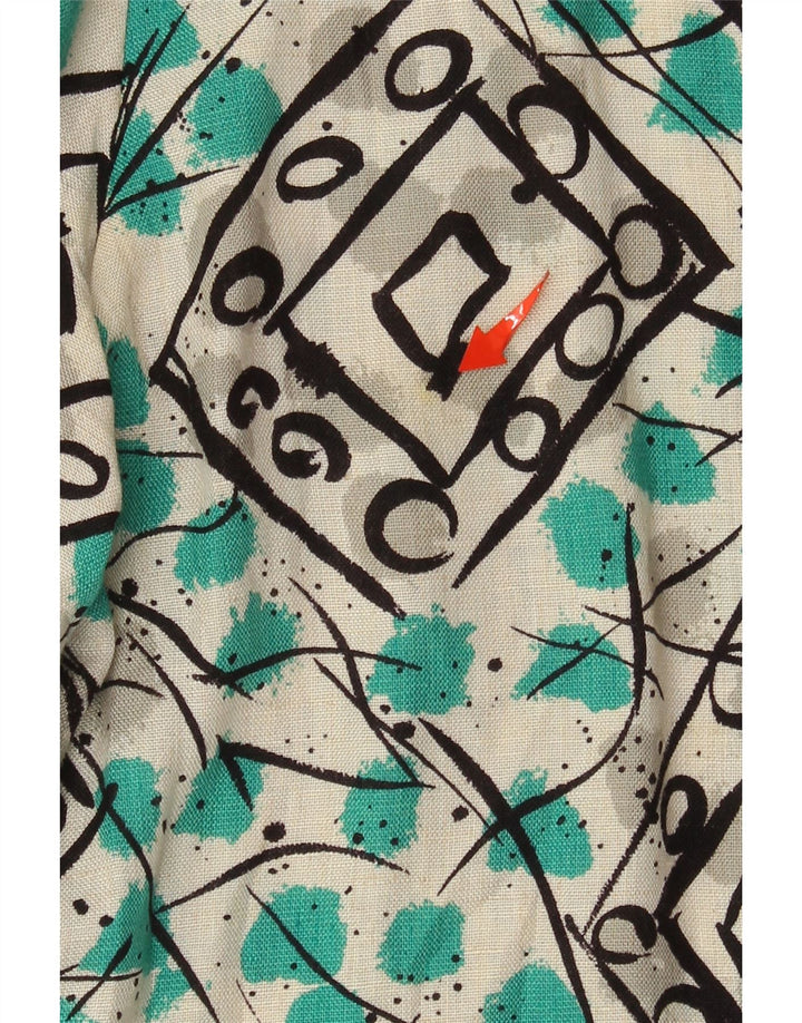 Vintage Damen Crop Shirt Bluse UK 12 Medium Mehrfarbig Geometrisch