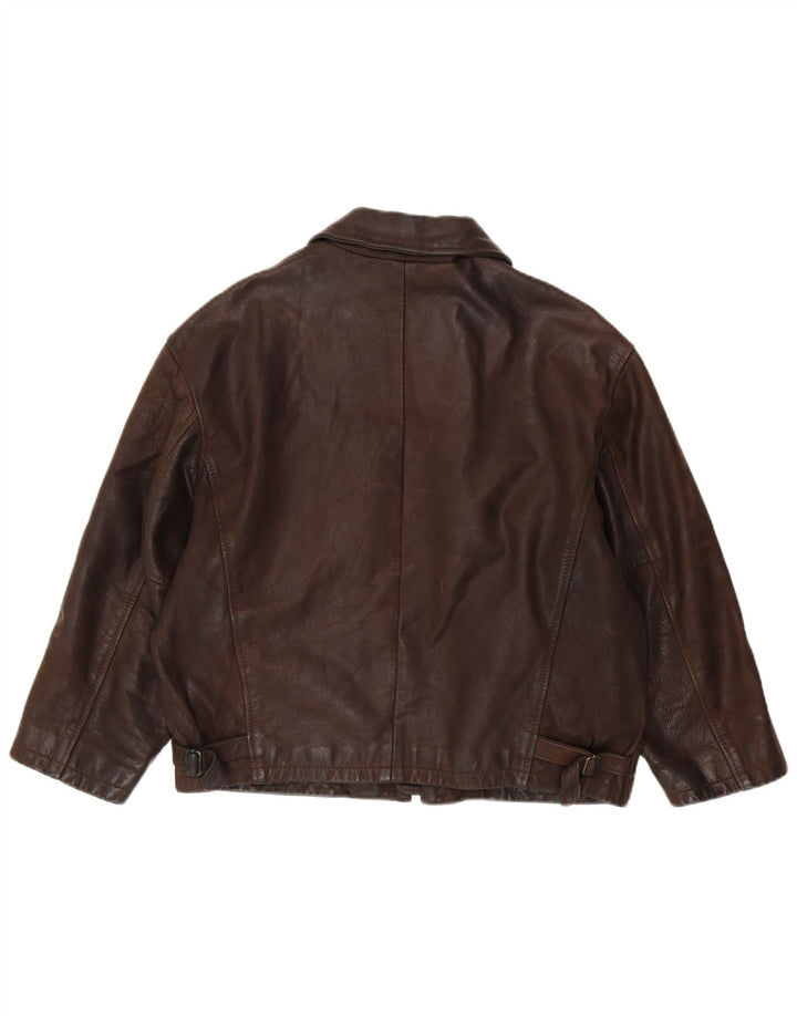 Vintage Damen Übergroße Lederjacke IT 44 Mittelbraunes Leder