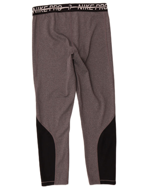 Nike Damen Dri Fit Graphic Leggings UK 14 Mittelgrau Farbblock