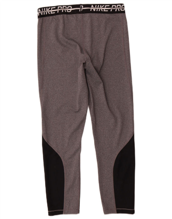 Nike Damen Dri Fit Graphic Leggings UK 14 Mittelgrau Farbblock