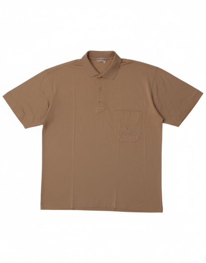 Cacharel Herren-Poloshirt, groß, beige Baumwolle