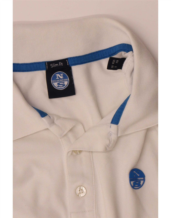 North Sails Herren-Poloshirt mit schmaler Passform, Größe S, weiße Baumwolle