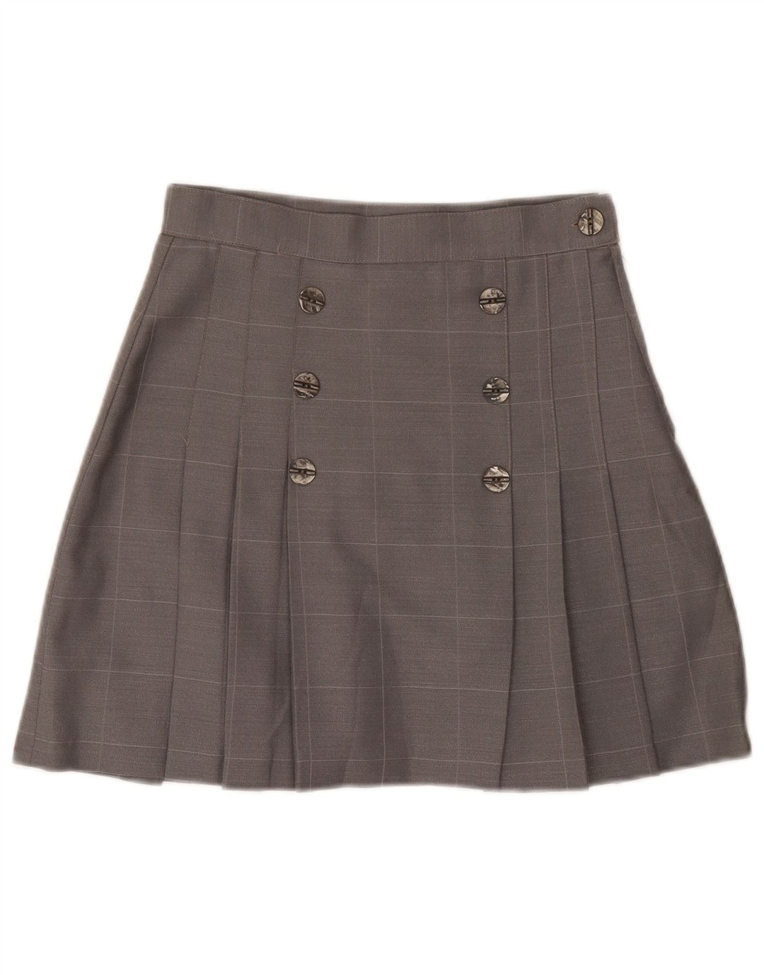Vintage Damen Plissee Minirock IT 42 Medium W28 Grau karierte Wolle