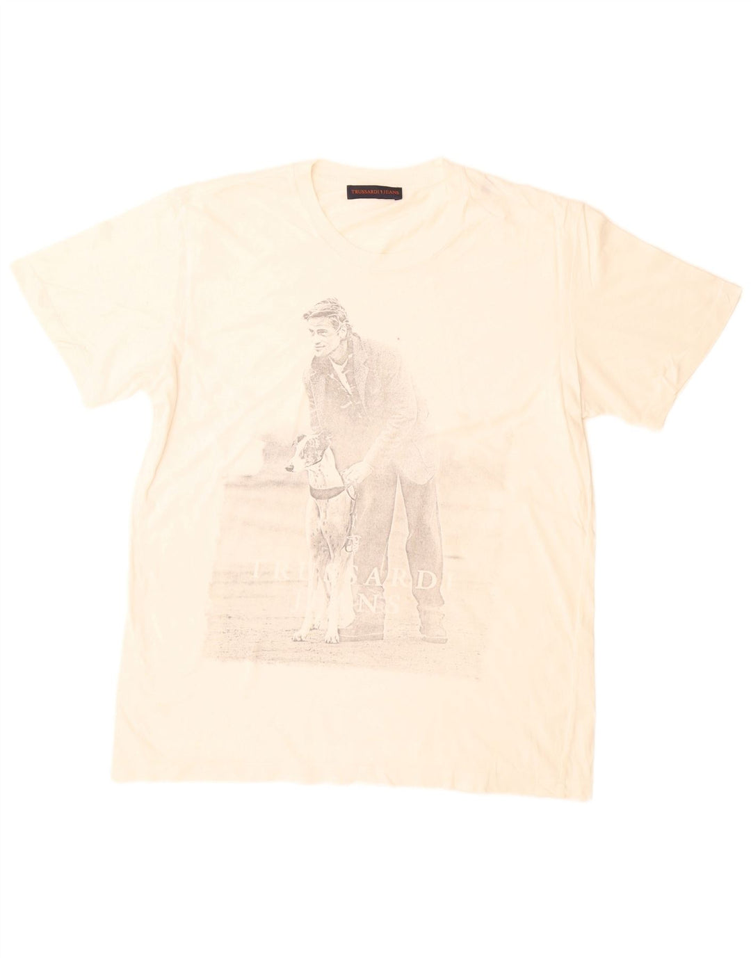 Trussardi Jeans Herren-T-Shirt mit Grafik, Größe L, Weiß