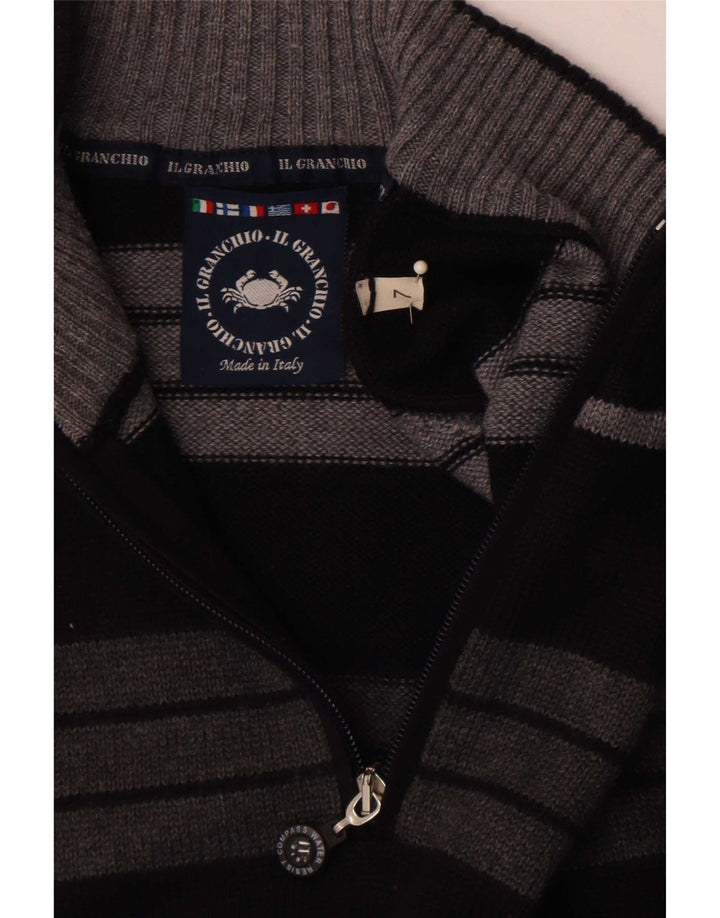 Il Granchio Herren-Pullover mit Reißverschluss am Hals, groß, marineblau gestreift