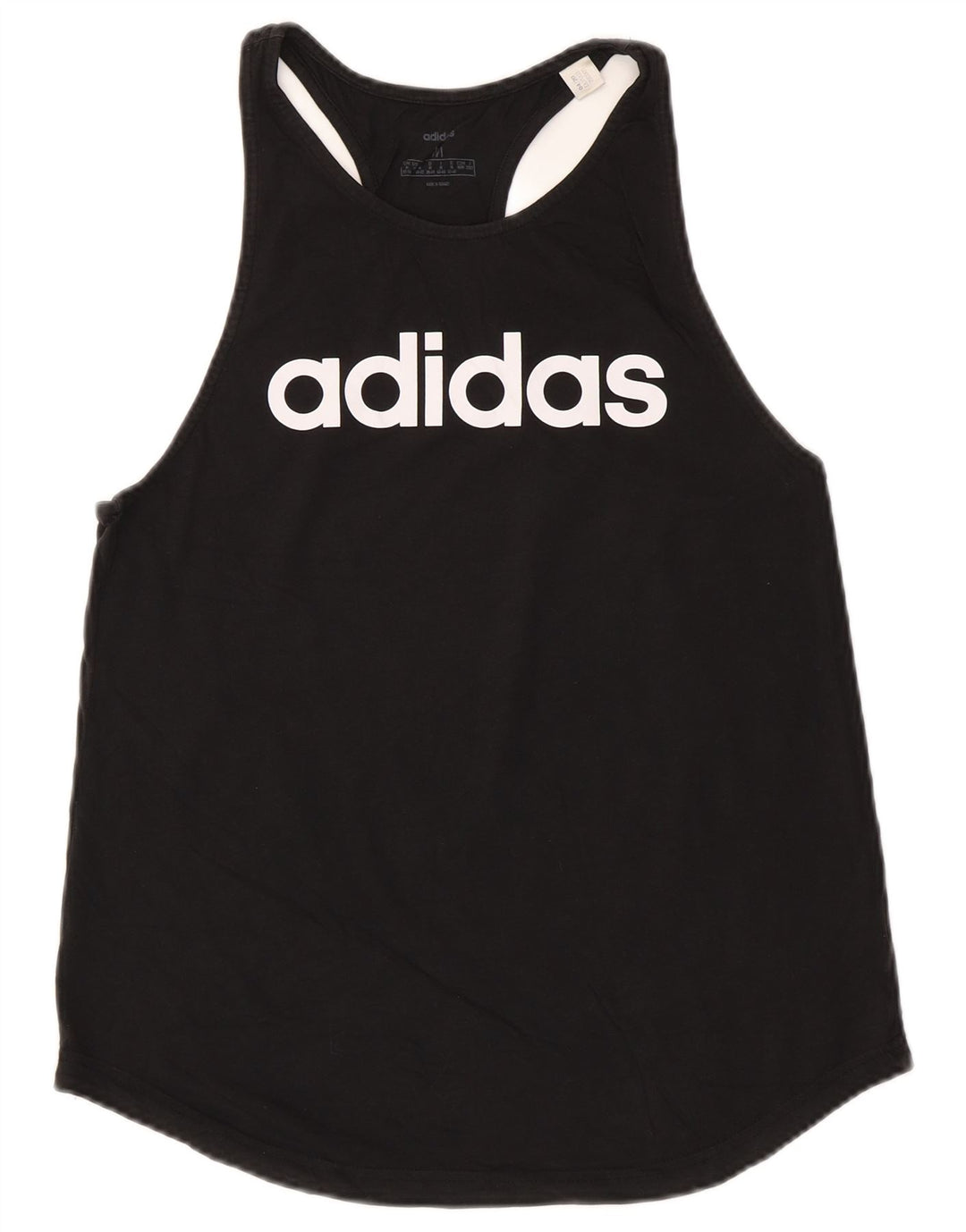 ADIDAS Damen Graphic Vest Top UK 12/14 Mittelschwarze Baumwolle