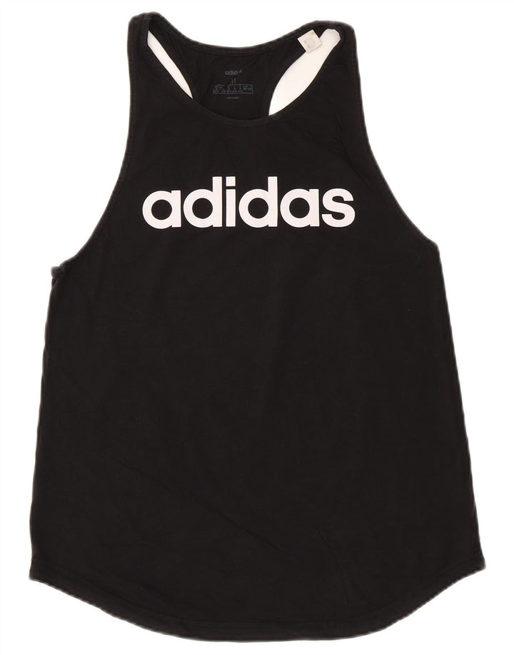 ADIDAS Damen Graphic Vest Top UK 12/14 Mittelschwarze Baumwolle