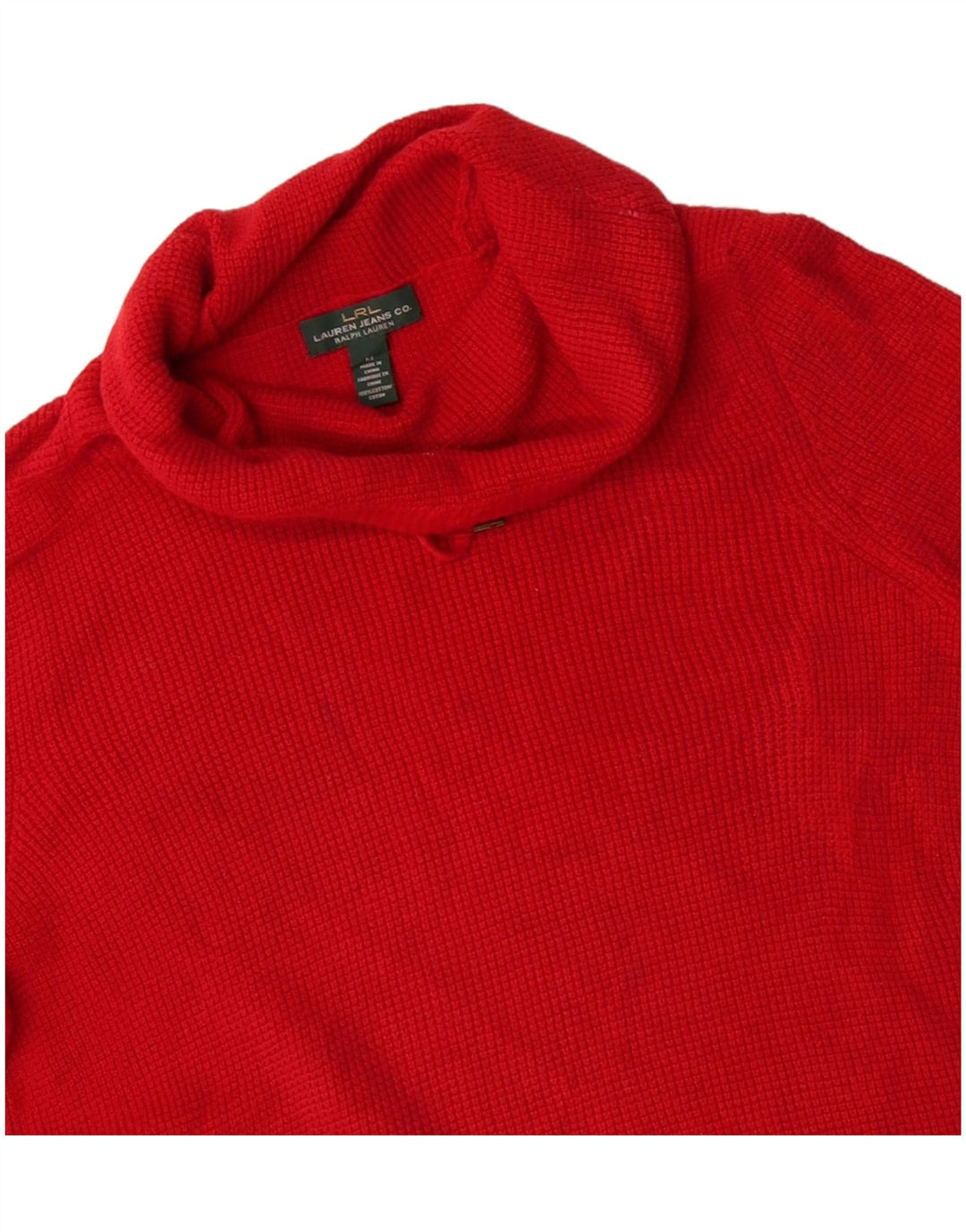 Ralph Lauren Damen-Pullover mit Rollkragen, UK 14, mittelrote Baumwolle