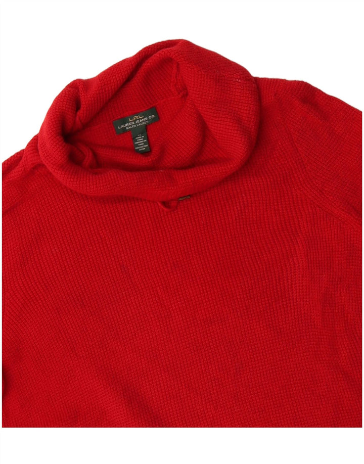 Ralph Lauren Damen-Pullover mit Rollkragen, UK 14, mittelrote Baumwolle