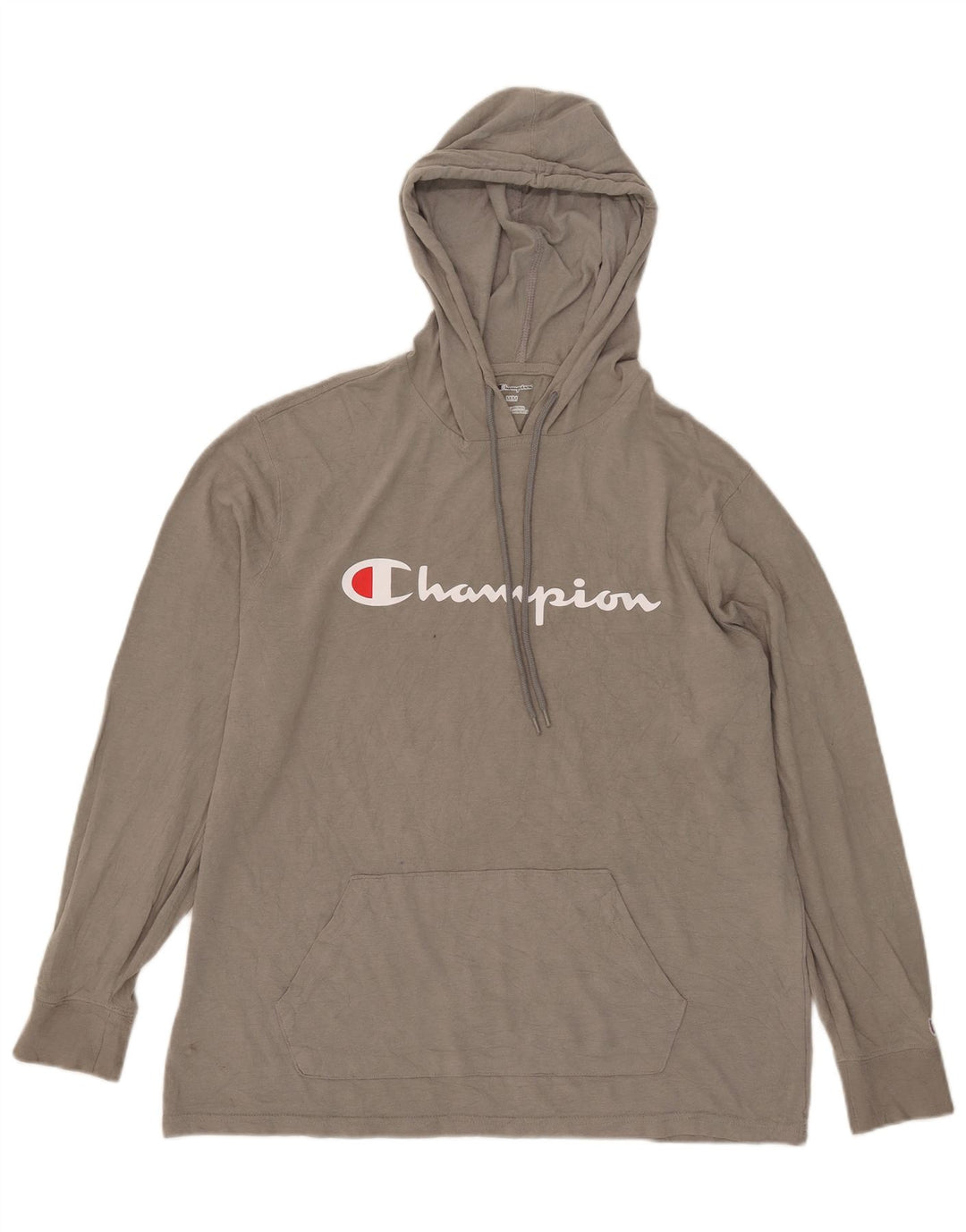 Champion Herren-Oberteil mit Kapuze und Grafik, langärmlig, Mittelgrau