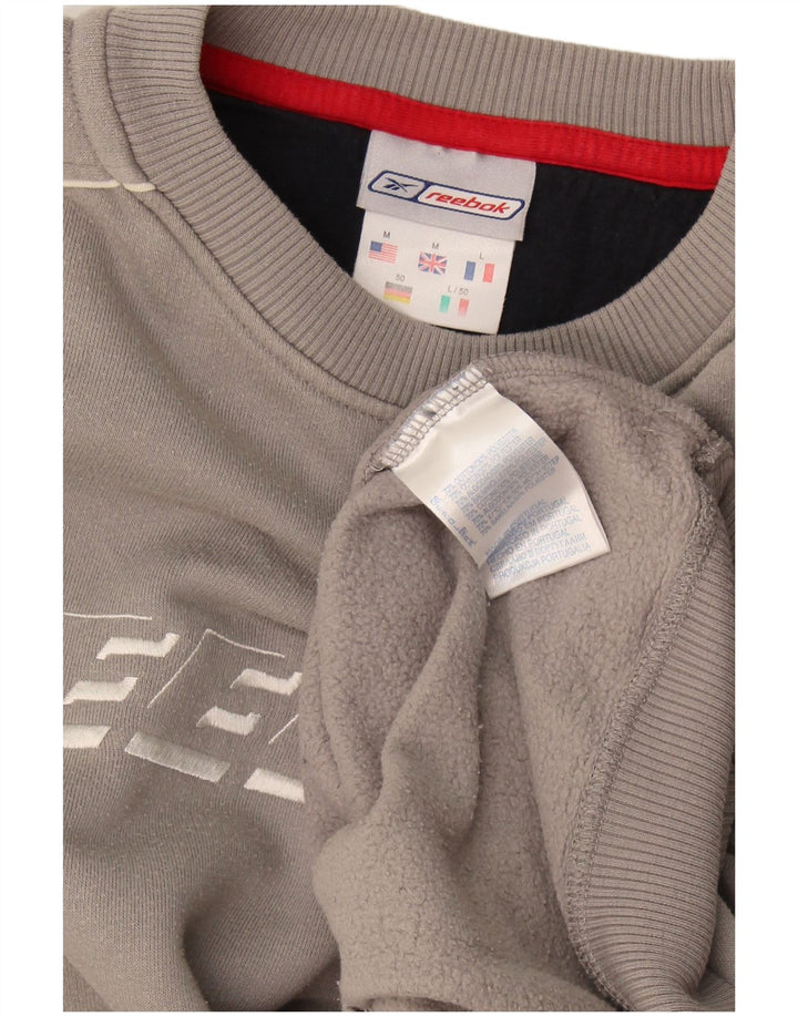 Reebok Herren Grafik-Sweatshirt-Pullover aus mittelgrauer Baumwolle