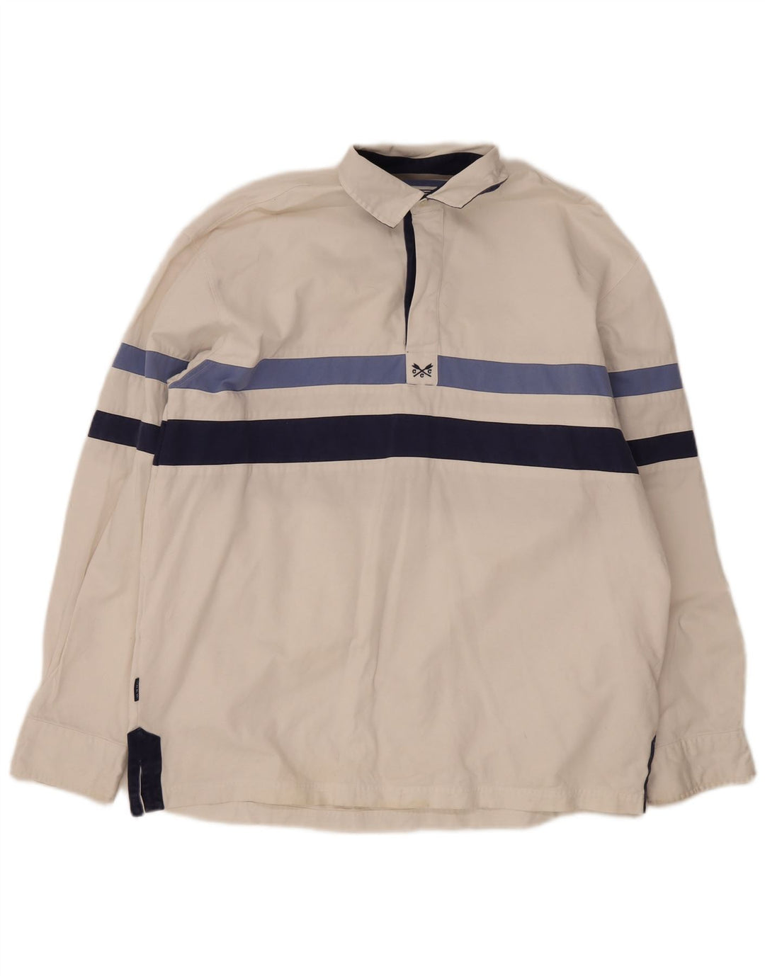 Crew Clothing Herren-Pullover-Hemd, groß, weiß gestreift, Baumwolle