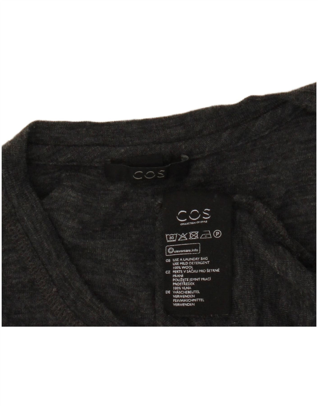 Cos Damen-Pullover mit Rundhalsausschnitt, Gr. 14, große graue Wolle