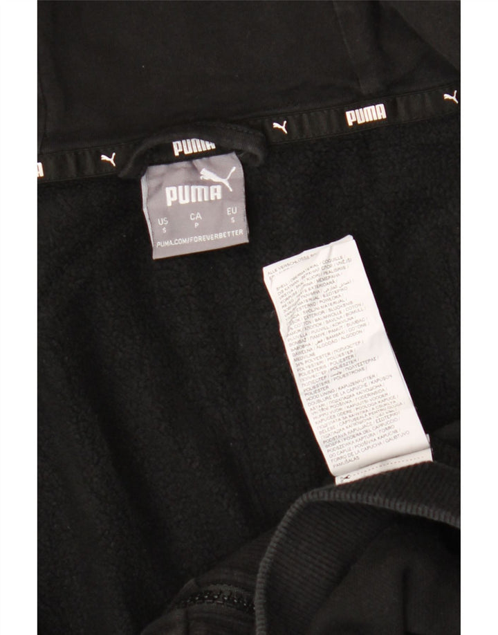 Puma Herren-Kapuzenpullover mit grafischem Reißverschluss, Größe S, schwarze Baumwolle