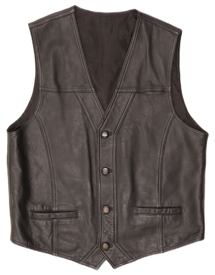 Vintage Herren Lederweste Großes schwarzes Leder