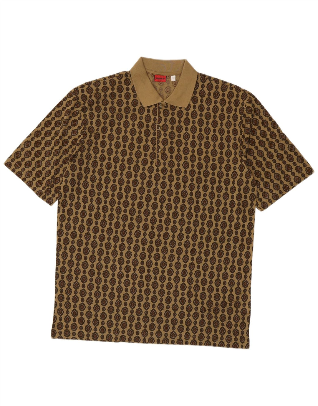 Rodrigo Herren-Poloshirt IT 50 Medium Khaki aus geometrischer Baumwolle