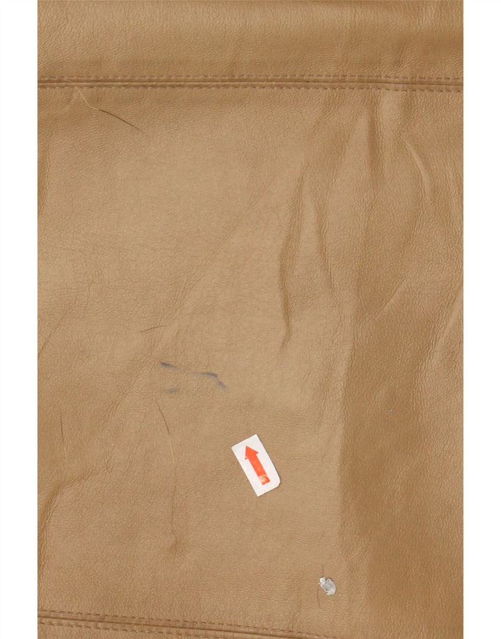 VINTAGE Damen Übergroßer Ledermantel mit Kapuze IT 46 Großes braunes Leder