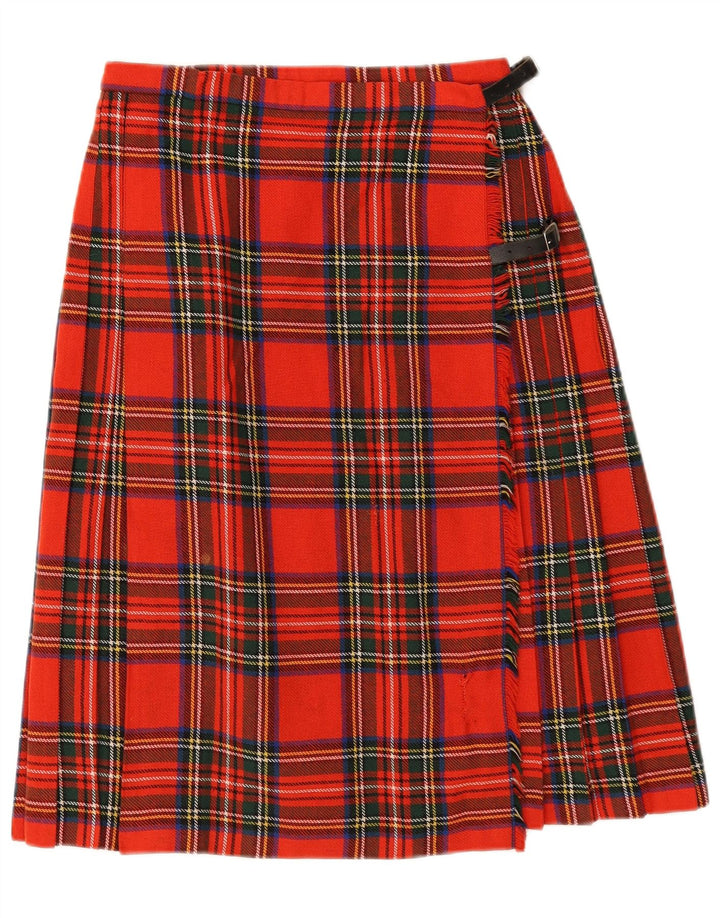JEDBURGH KILTMAKERS Womens Wrap Skirt W30 Medium Red Plaid Acrylic