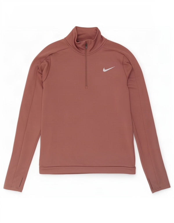 Nike Womens Dri Fit Zip Neck Pullover Trainingsanzug Top UK 6 XS Pink