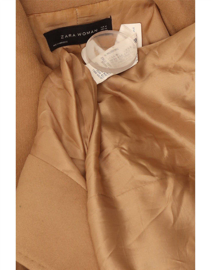 Zara Damen Zweireihiger Mantel UK 12 Mittelbraune Wolle
