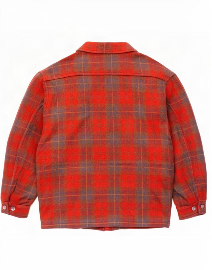 Think Pink Herren-Windbreaker-Mantel IT 48 Mittelrot karierte Wolle