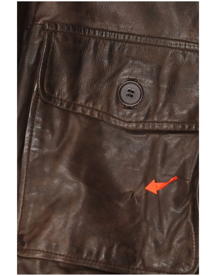 Minoronzoni 1953 Herren Lederjacke UK 42 XL Braunes Leder