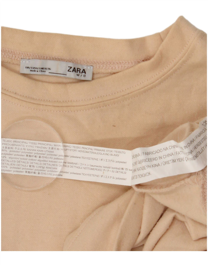 Zara Damen Crop Oversized Sweatshirt Pullover UK 10 Small Off White