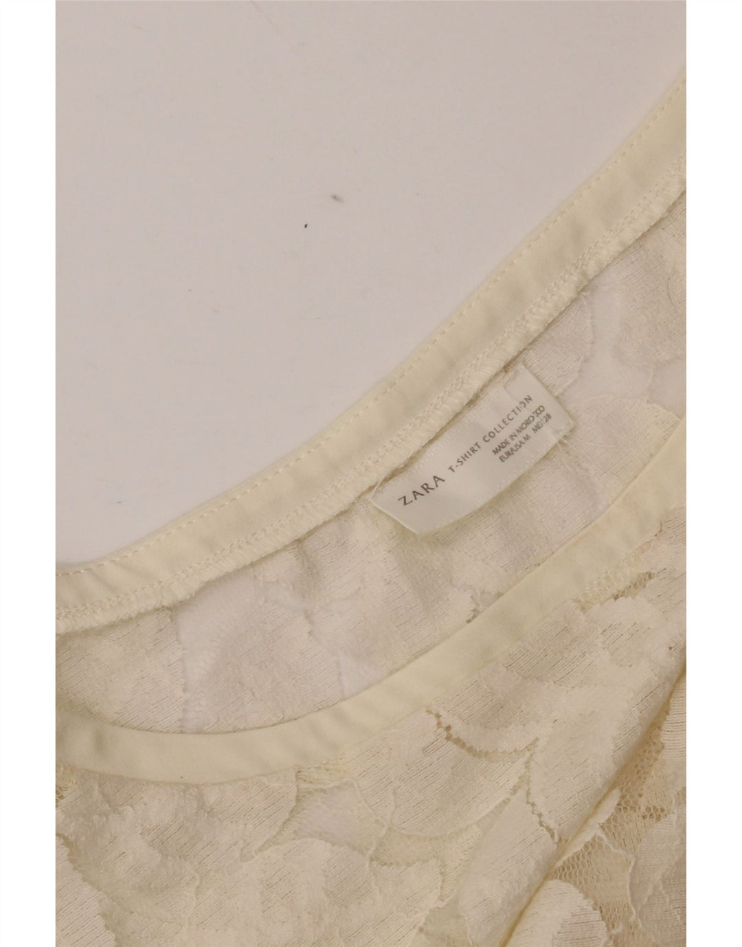 Zara Damen Spitzenblusenoberteil UK 12 Medium Off White Floral