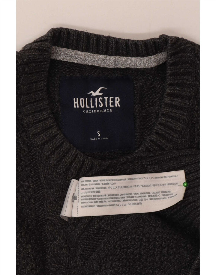Hollister Herren-Pullover mit Rundhalsausschnitt, Größe S, Grau, Baumwolle