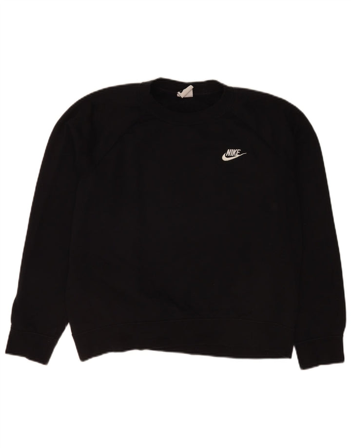 Nike Womens Loose Fit Sweatshirt Pullover UK 14 Mittelschwarze Baumwolle