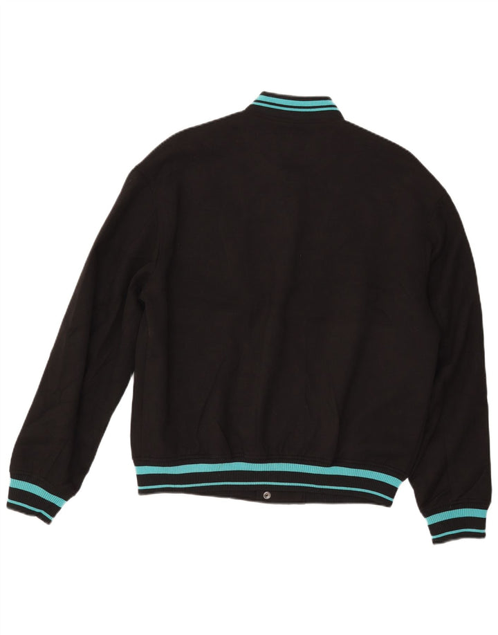 Zara Herren Graphic Varsity Jacke UK 38 Mittelschwarzes Polyester