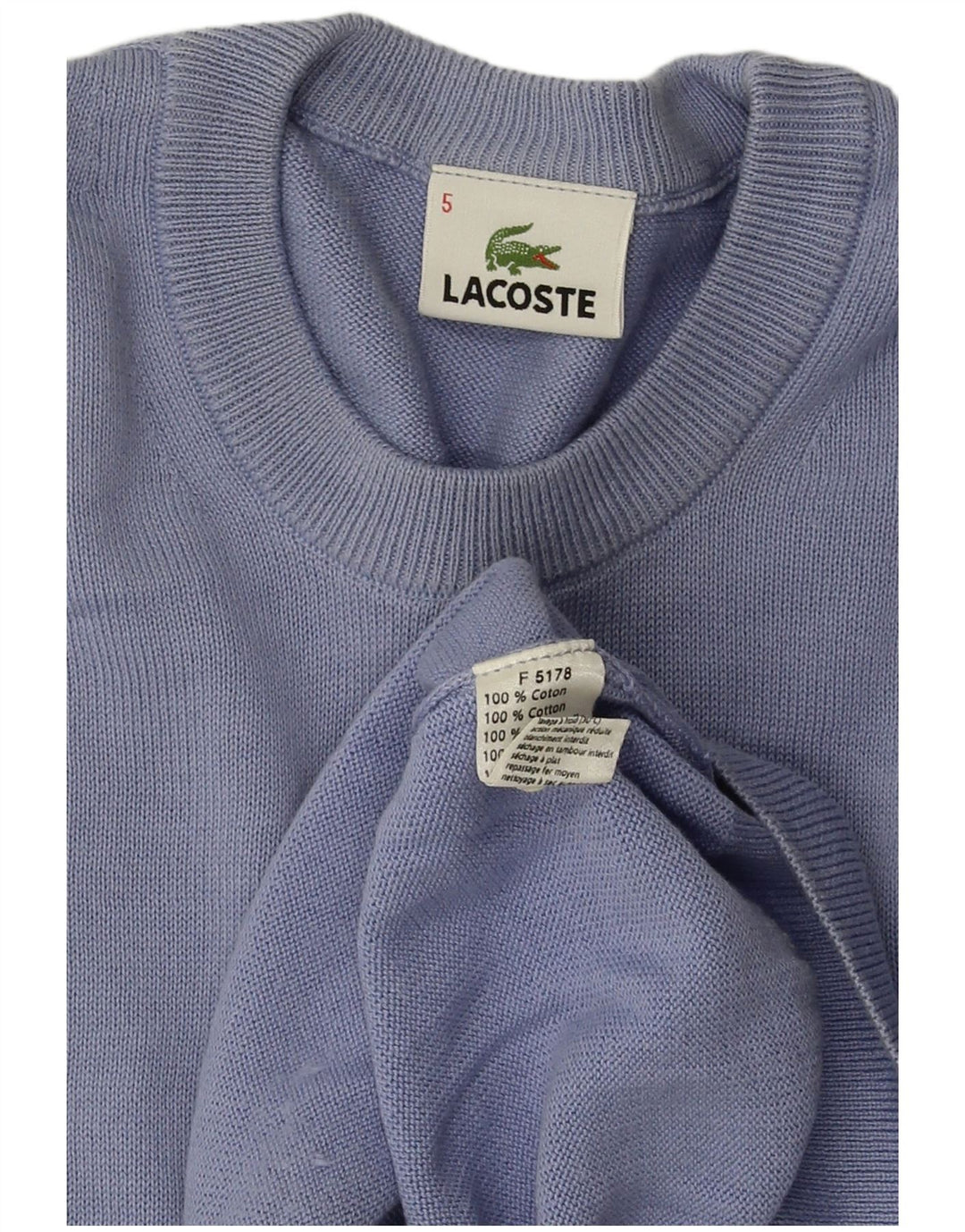 LACOSTE Herren-Pullover mit Rundhalsausschnitt, Größe 5, große blaue Baumwolle