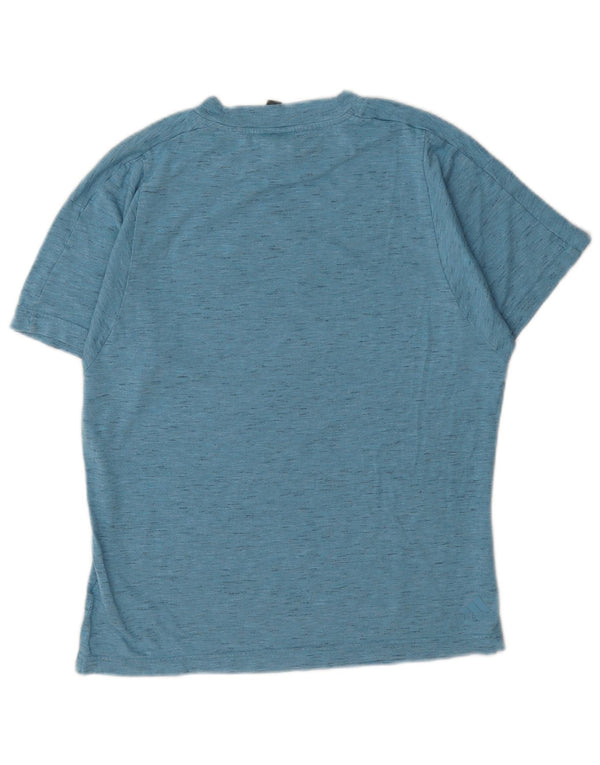 Adidas Damen Grafik-T-Shirt-Oberteil UK 12/14 Mittelblau meliertes Polyester