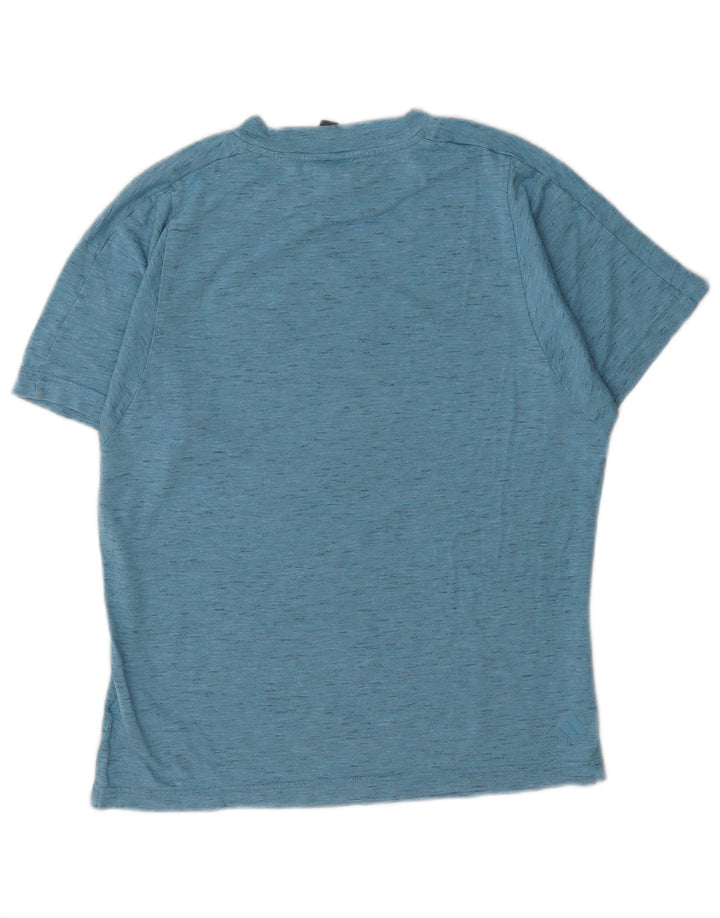 Adidas Damen Grafik-T-Shirt-Oberteil UK 12/14 Mittelblau meliertes Polyester