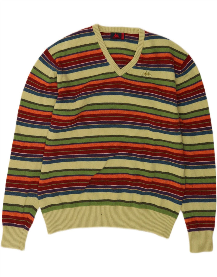 Kappa Herren-Pullover mit V-Ausschnitt, XL, mehrfarbig, gestreift, Wolle