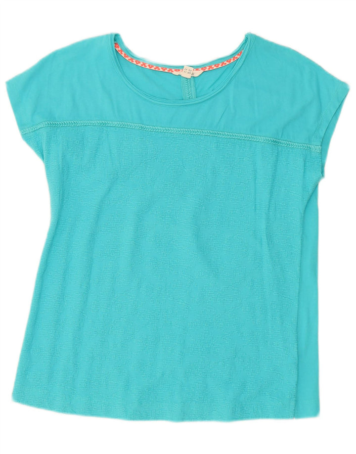 White Stuff Damen T-Shirt Top UK 12 Mittelblaue Baumwolle