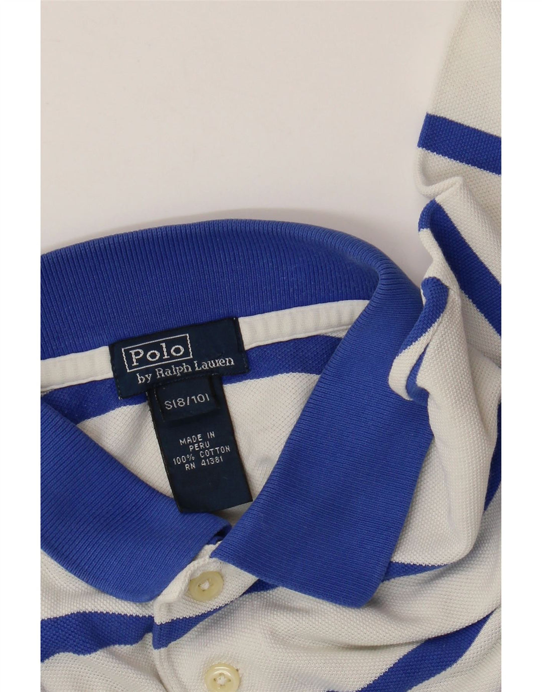 POLO RALPH LAUREN Jungen-Poloshirt, 8–9 Jahre, klein, weiß gestreift, Baumwolle