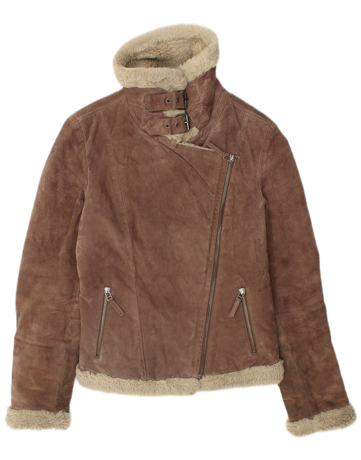 Oakwood Damen Sherpa Wildlederjacke UK 12 Mittelbraunes Leder