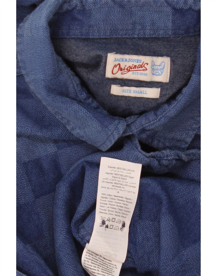 Jack & Jones Herrenhemd, klein, blau, Gingham-Baumwolle