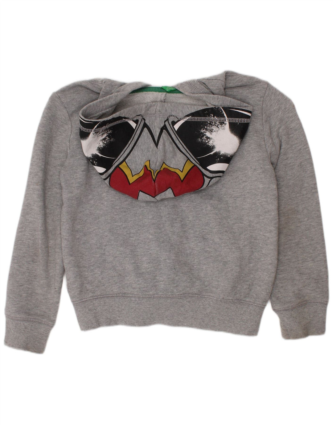 Benetton Jungen-Kapuzenpullover mit grafischem Reißverschluss, 5–6 Jahre, Grau