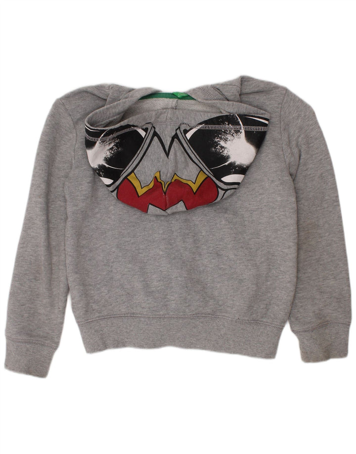 Benetton Jungen-Kapuzenpullover mit grafischem Reißverschluss, 5–6 Jahre, Grau