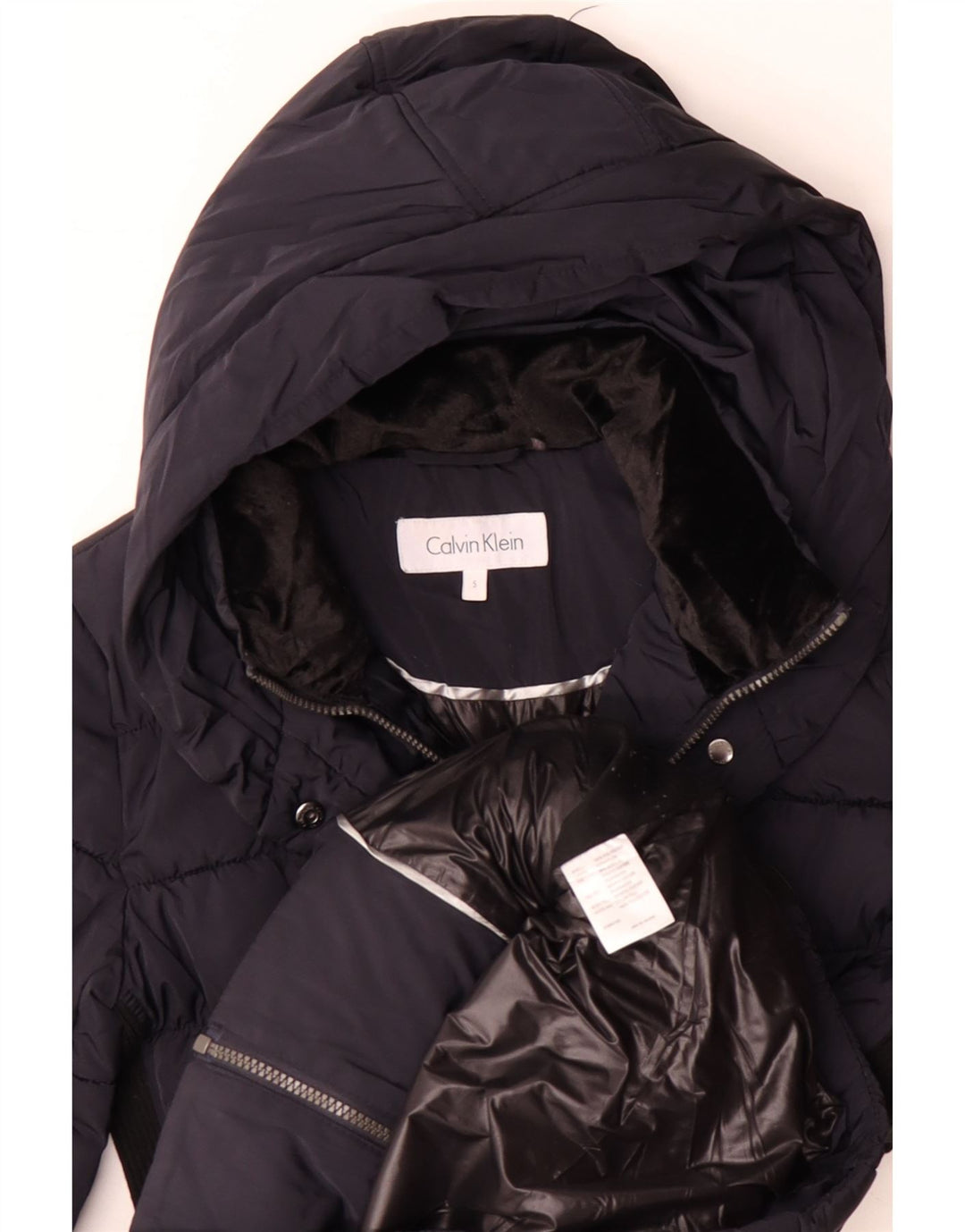 CALVIN KLEIN Damen Übergroßer gepolsterter Mantel UK 10 Small Marineblau