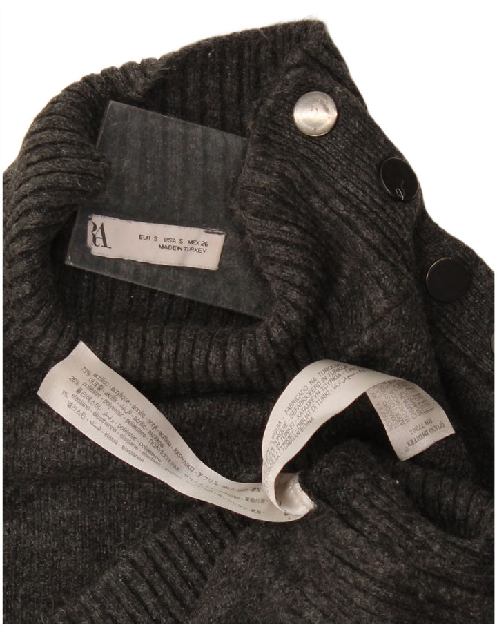 Zara Damen-Pullover, übergroß, bauchfrei, Knopfkragen, Gr. 10, Größe S, Grau