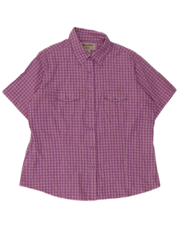 Wrangler Damen Kurzarmhemd UK 18 XL Lila kariert Baumwolle