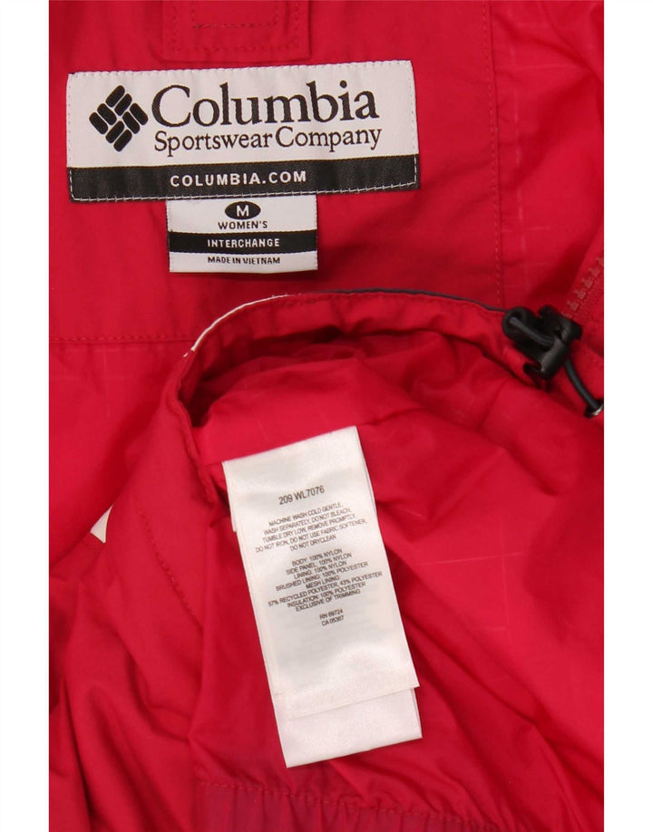 Columbia Damen Omni-Tech Kapuzen-Skijacke UK 12 Mittelroter Farbblock