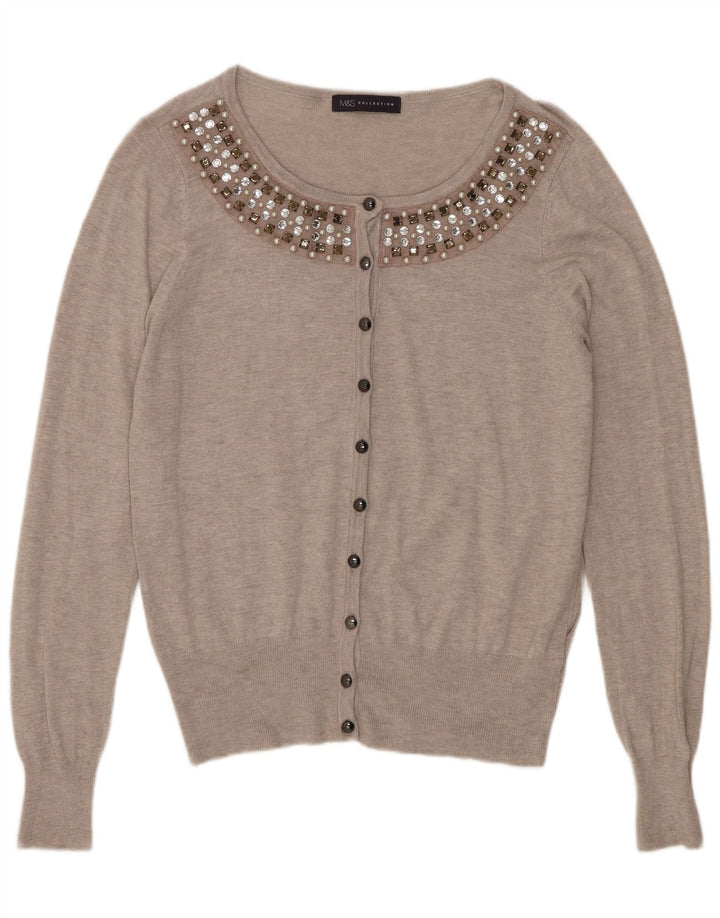 Marks & Spencer Damen Strickjacke Pullover UK 14 Mittelgraue Viskose