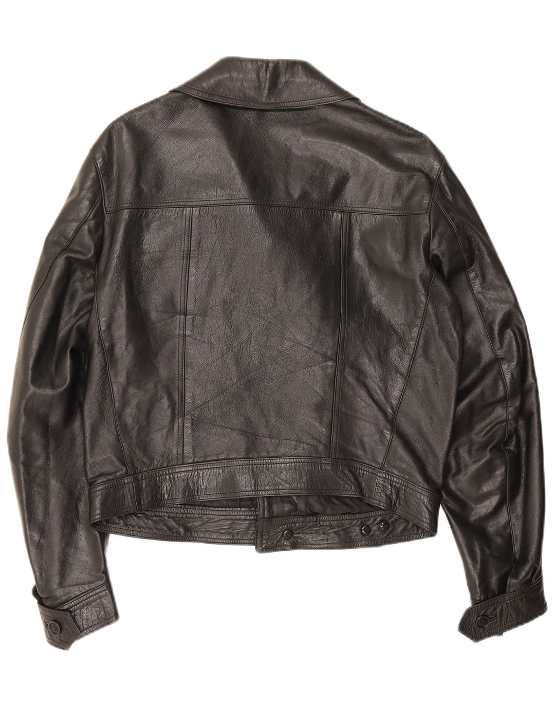 Berrino Herren Crop Leder Bikerjacke IT 48 Medium Schwarz
